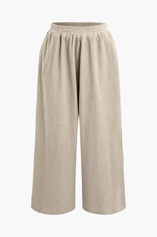 Plus Size Solid Comfort Wide Leg Trousers sold by Micas