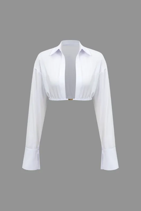 Grundlæggende solid beskåret langærmet skjorte sold by Micas