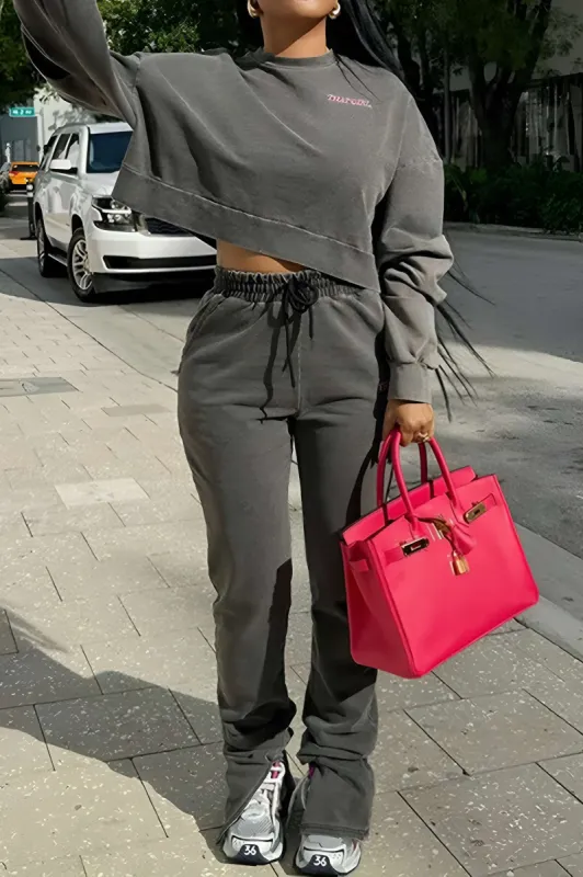 Brev Broderi Hætte Top Og Tie-Up Bukser Sæt sold by Micas