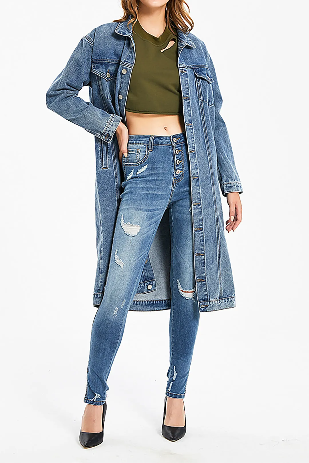 Solid Button Pocket Denim Outerwear sold by Micas product image thumbnail 2