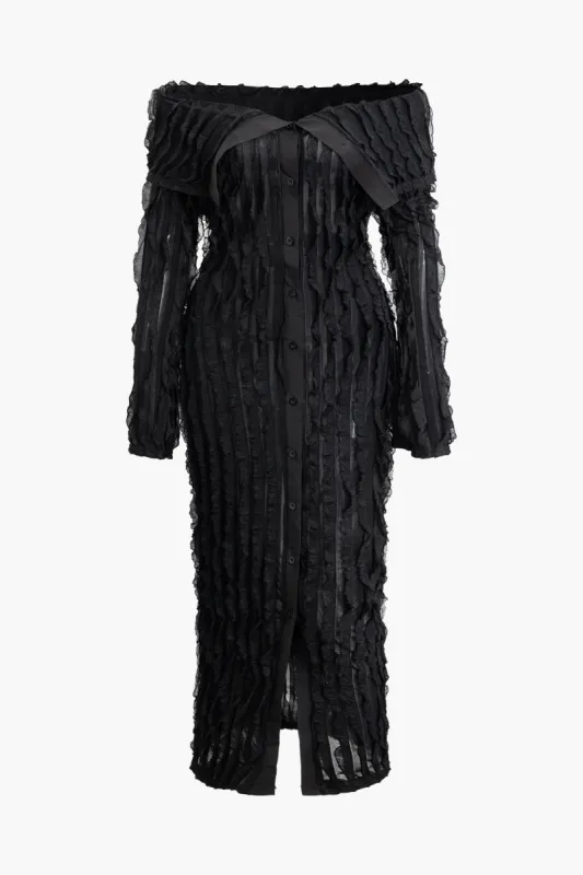 Plus Size Massiv Button Flæse Maxikjole sold by Micas