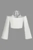 Plus Size Solid Bell Sleeves Tie-Up Long-Sleeve Top sold by Micas