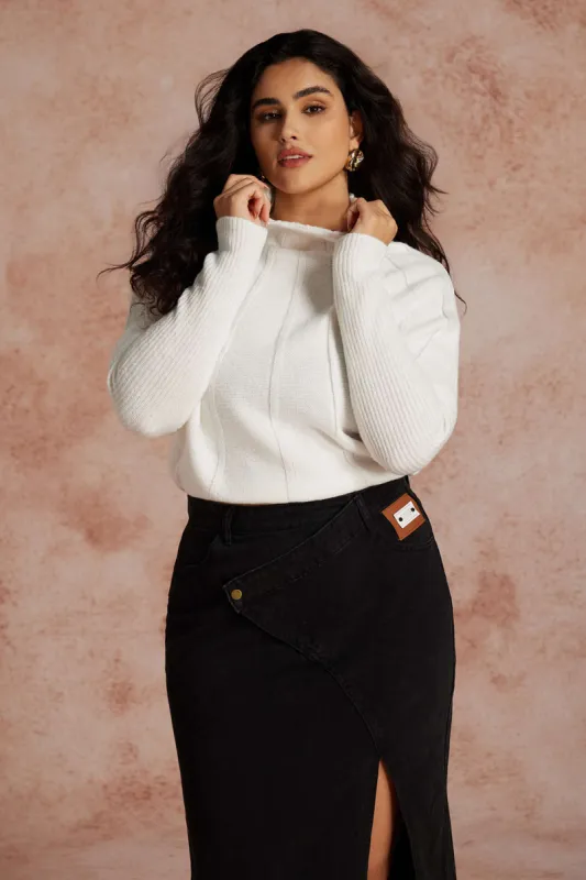 Plus Size Solid Knit Long-Sleeve Top sold by Micas