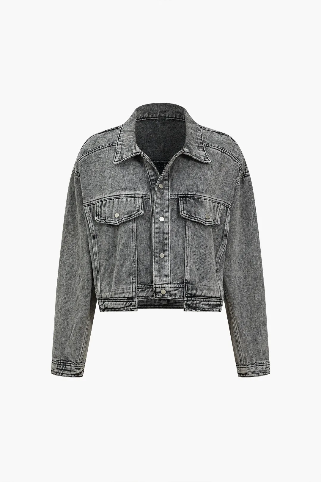 Denim knap vasket lomme overtøj sold by Micas