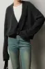 Solid Knit Button Asymmetrical Cardigan sold by Micas