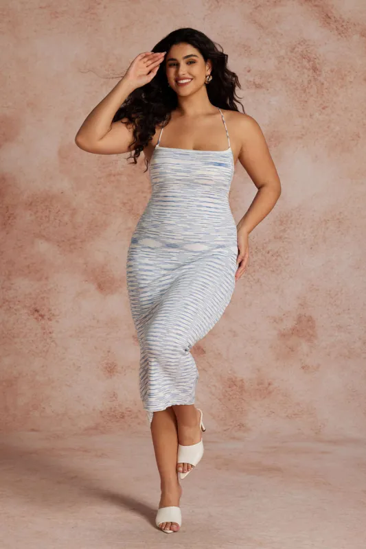 Plus Size Color Block Print Knit Backless Dress sold by Micas