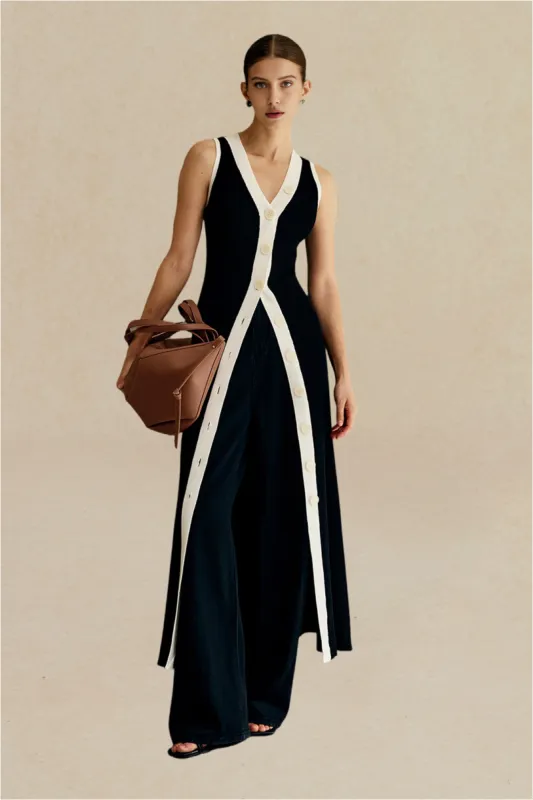 Knit Color Block Button Tank Maxi Dress sold by Micas