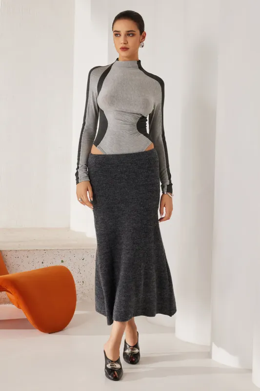 Color Block Print Long-Sleeve Bodysuit sold by Micas