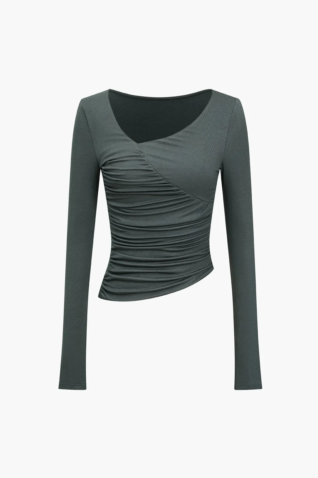 Solid Ruched Long-Sleeve Top sold by Micas product image thumbnail 2
