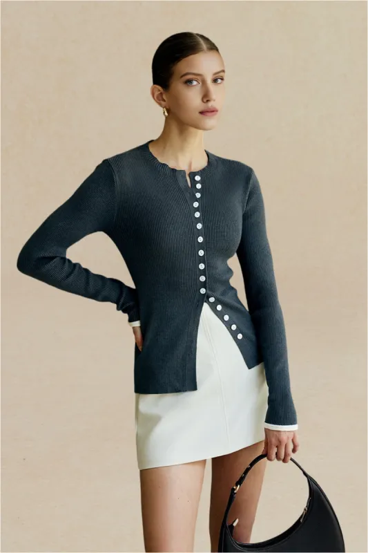 Solid Button Long-Sleeve Top sold by Micas