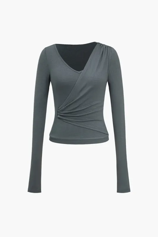Solid Ruched Long-Sleeve Top sold by Micas