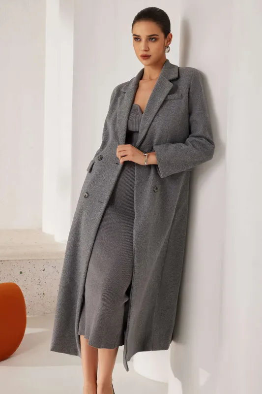 Solid Button Pocket Coat sold by Micas