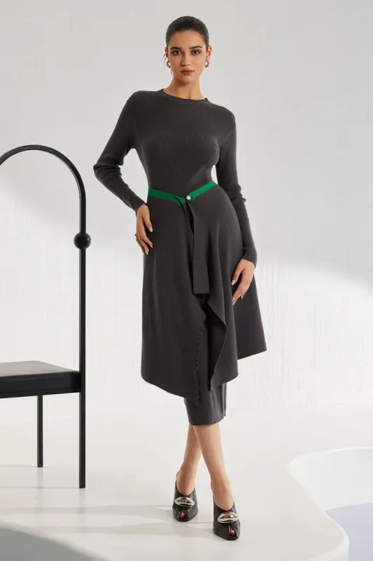 Solid Knit Color Block Button Dress Set sold by Micas