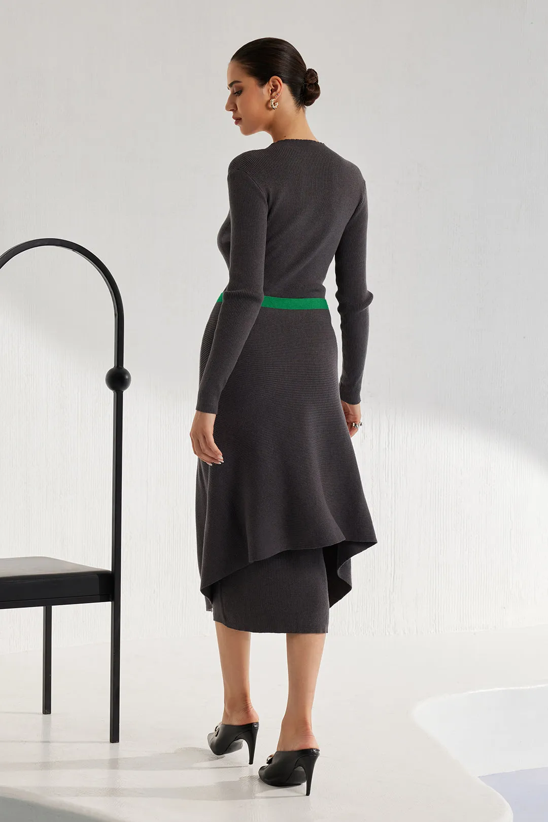 Solid Knit Color Block Button Dress Set sold by Micas product image thumbnail 5