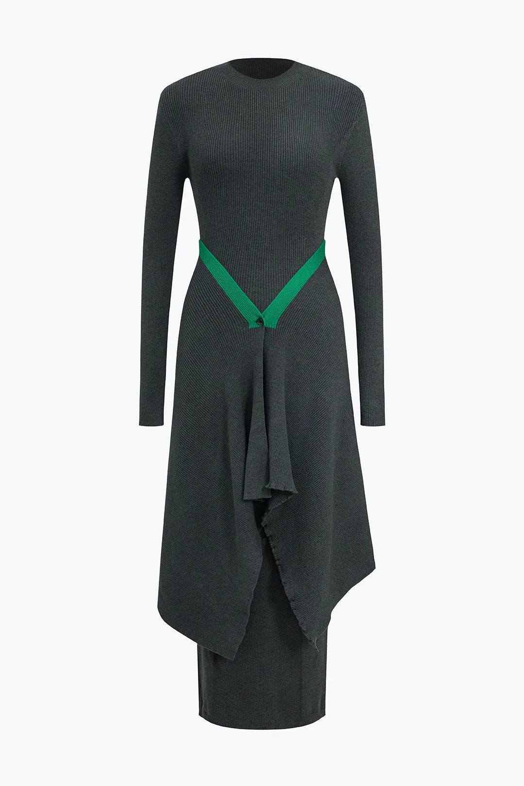 Solid Knit Color Block Button Dress Set sold by Micas product image thumbnail 2