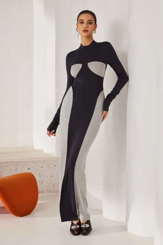 Color Block Long-Sleeve Maxi Dress sold by Micas