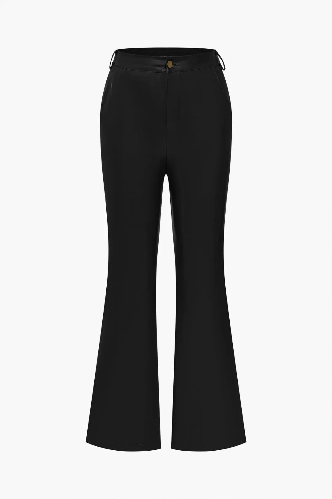 Solid Faux Leather Button Flared Trousers sold by Micas product image thumbnail 4