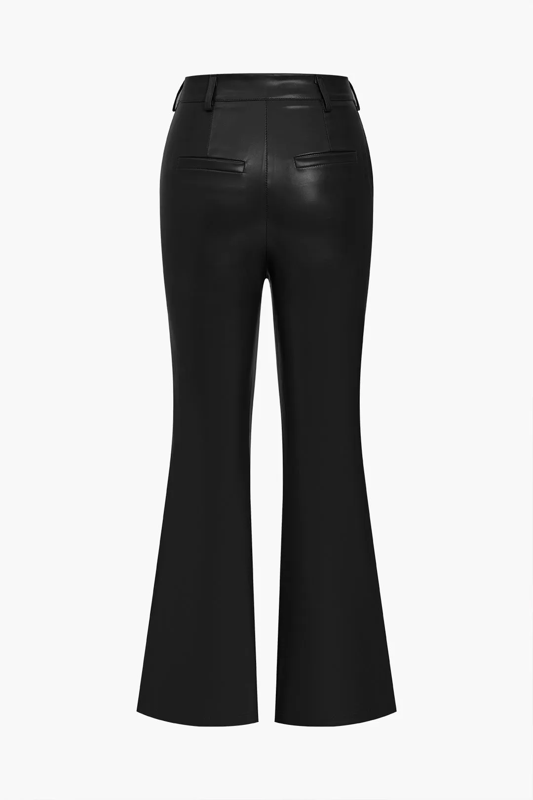 Solid Faux Leather Button Flared Trousers sold by Micas product image thumbnail 5