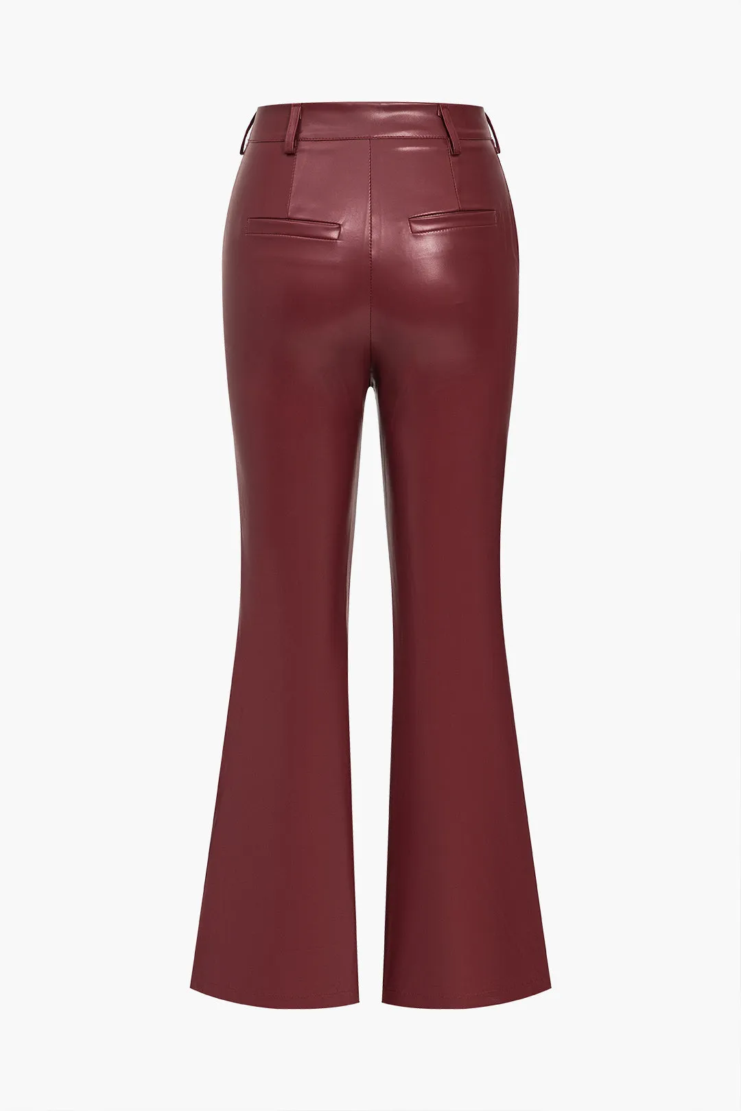 Solid Faux Leather Button Flared Trousers sold by Micas product image thumbnail 2