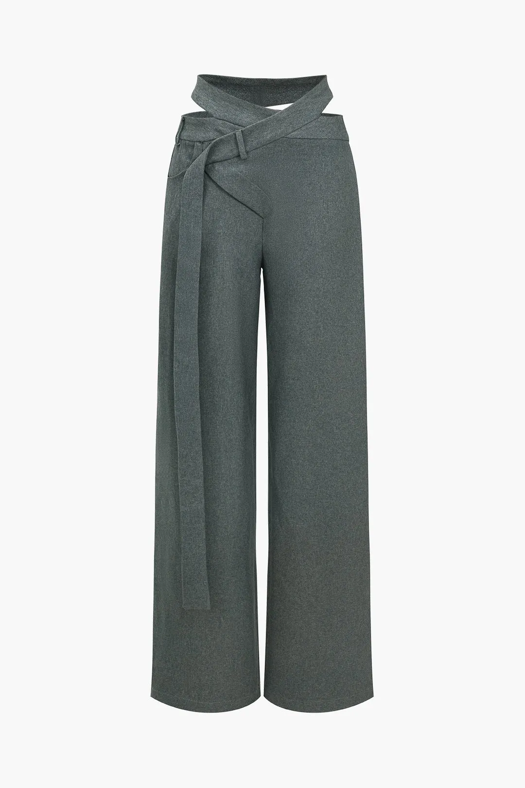 Solid Crossed Tie Wide Leg Trousers sold by Micas product image thumbnail 3