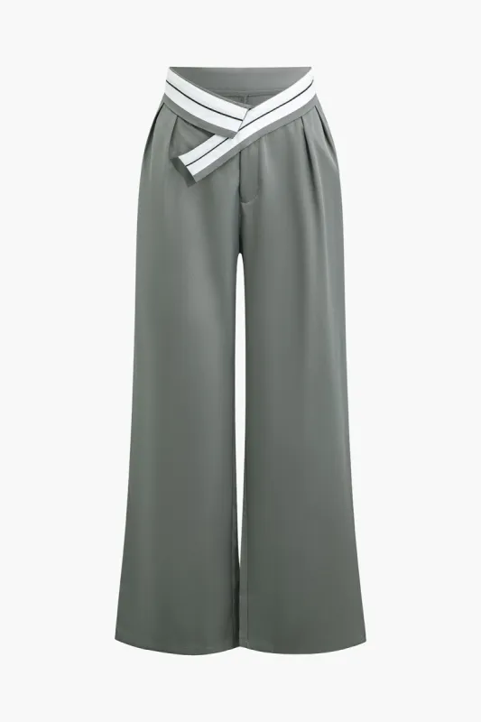 Color Block Wide Leg Trousers sold by Micas