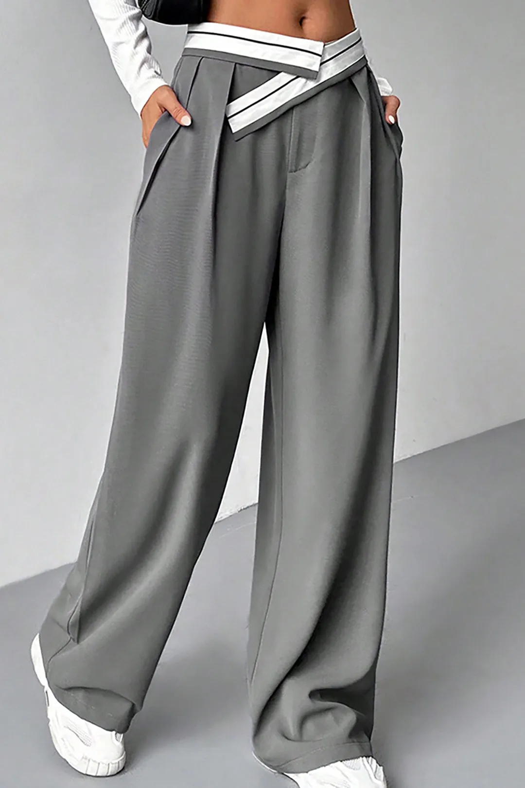 Color Block Wide Leg Trousers sold by Micas product image thumbnail 2