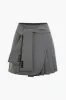 Solid Pleated Tie Mini Skirt sold by Micas