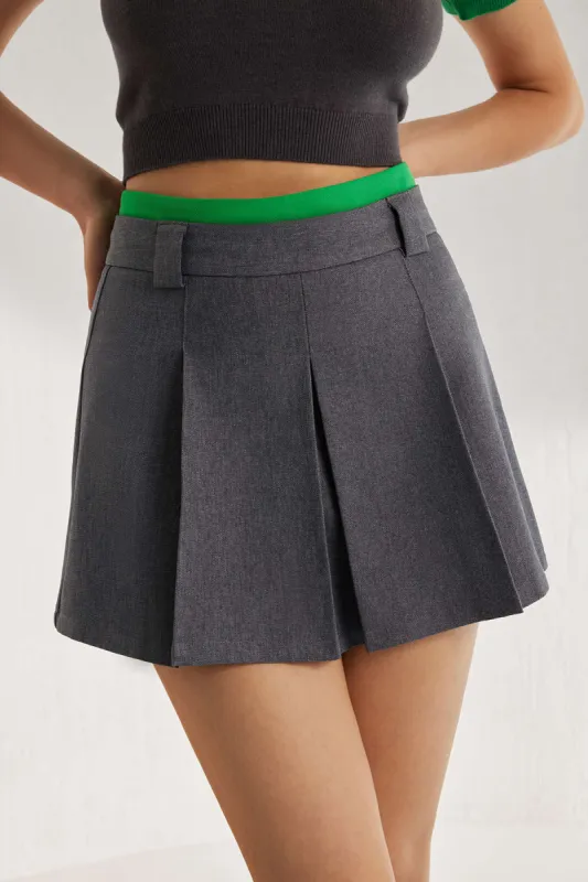 Double Waistband Color Block Skirt sold by Micas
