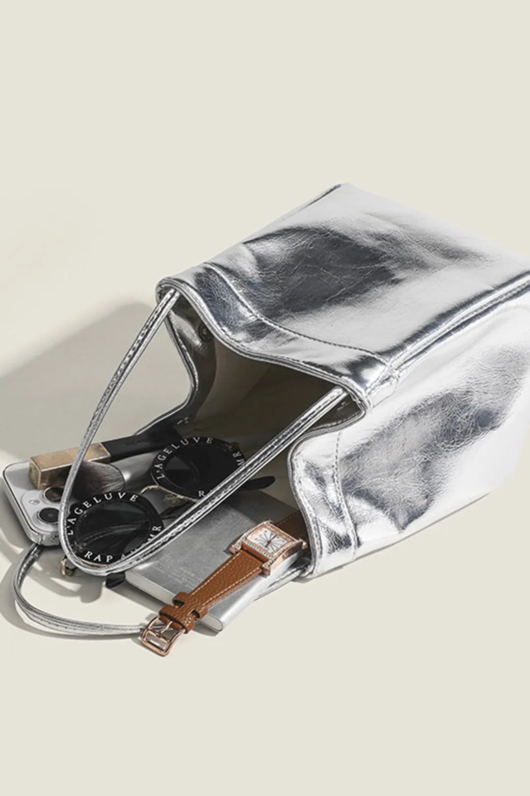 Faux Leather Texture Tote Bag sold by Micas product image thumbnail 3