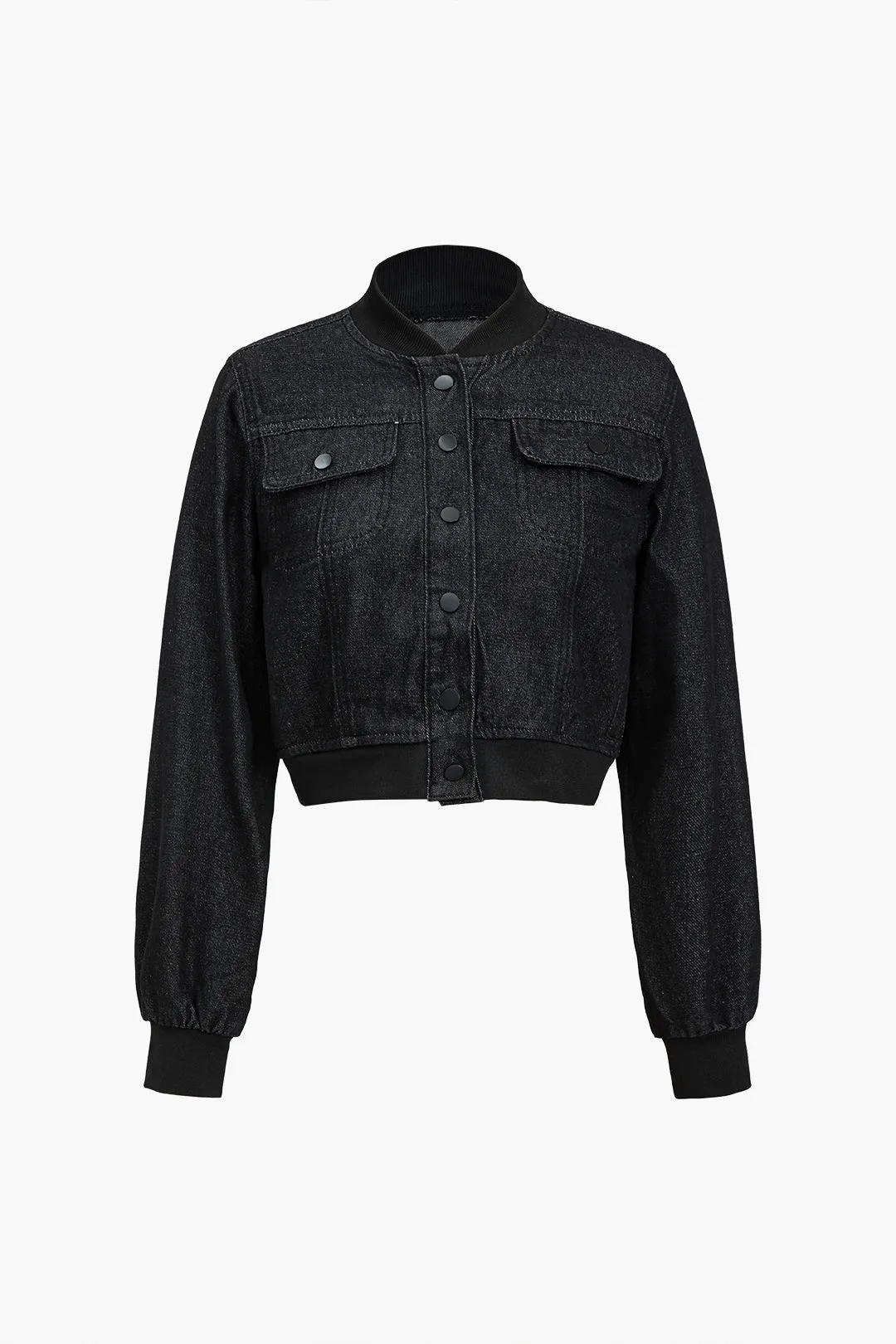 Solid Button Pocket Denim Outerwear sold by Micas