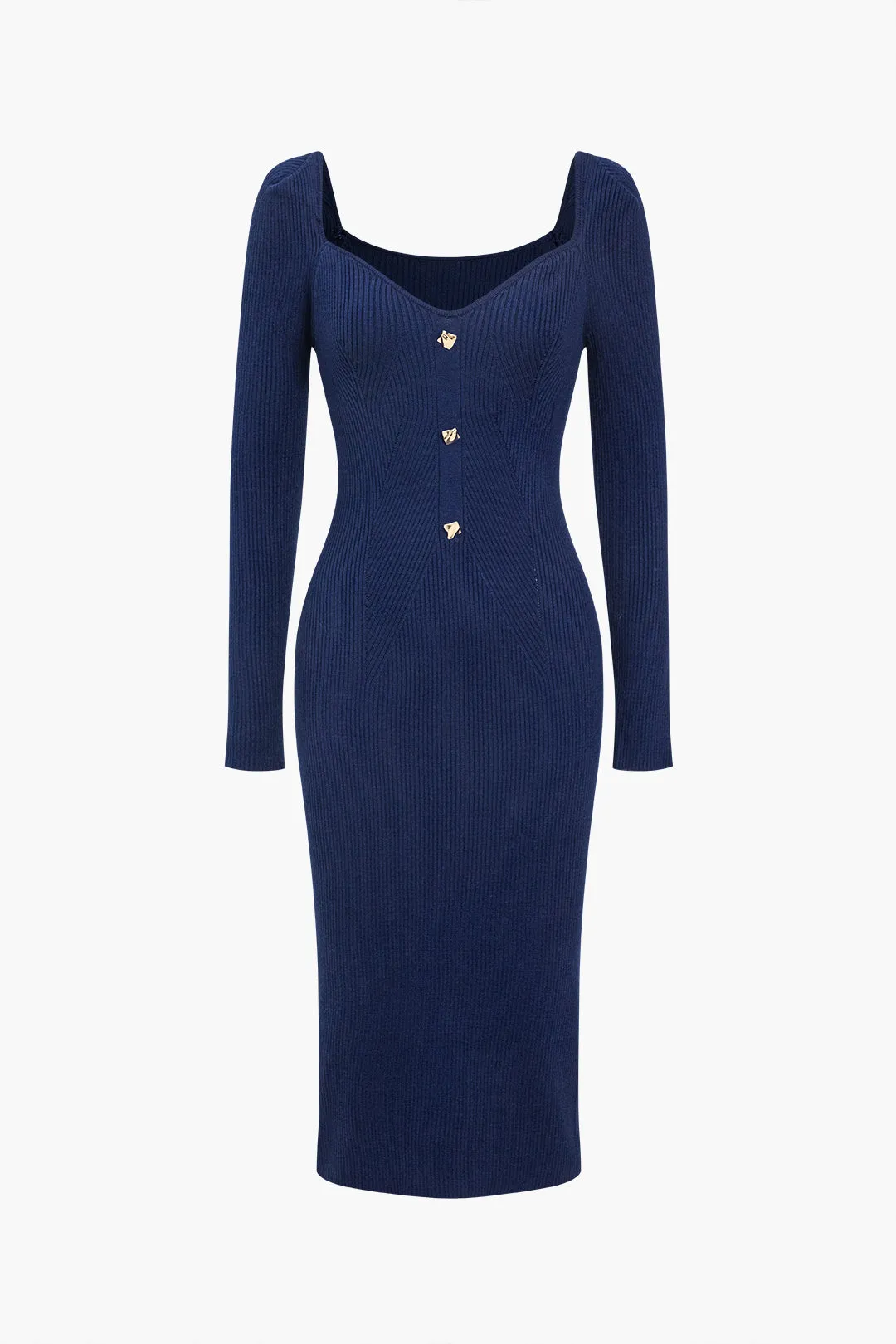 Midikjole i solid strik med knap sold by Micas product image thumbnail 2