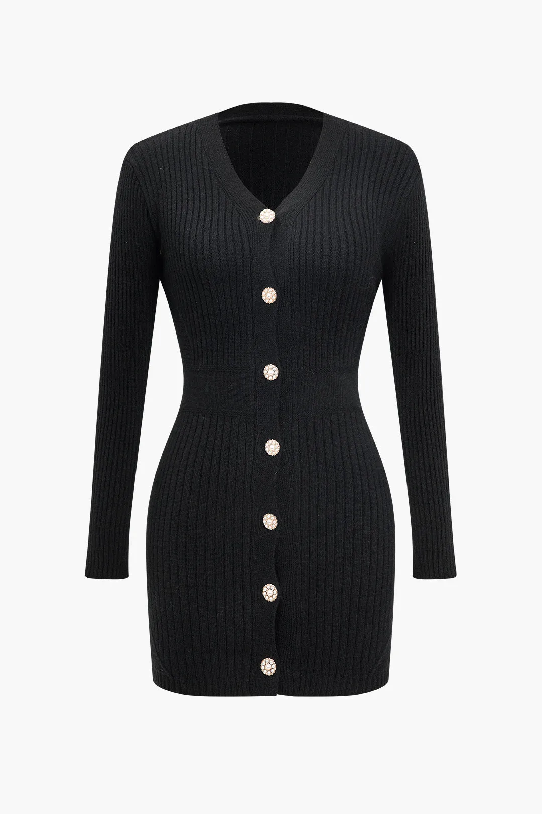 Solid strik -knap mini kjole sold by Micas