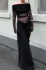 Solid Sheer Off-Shoulder Maxi Dress sold by Micas
