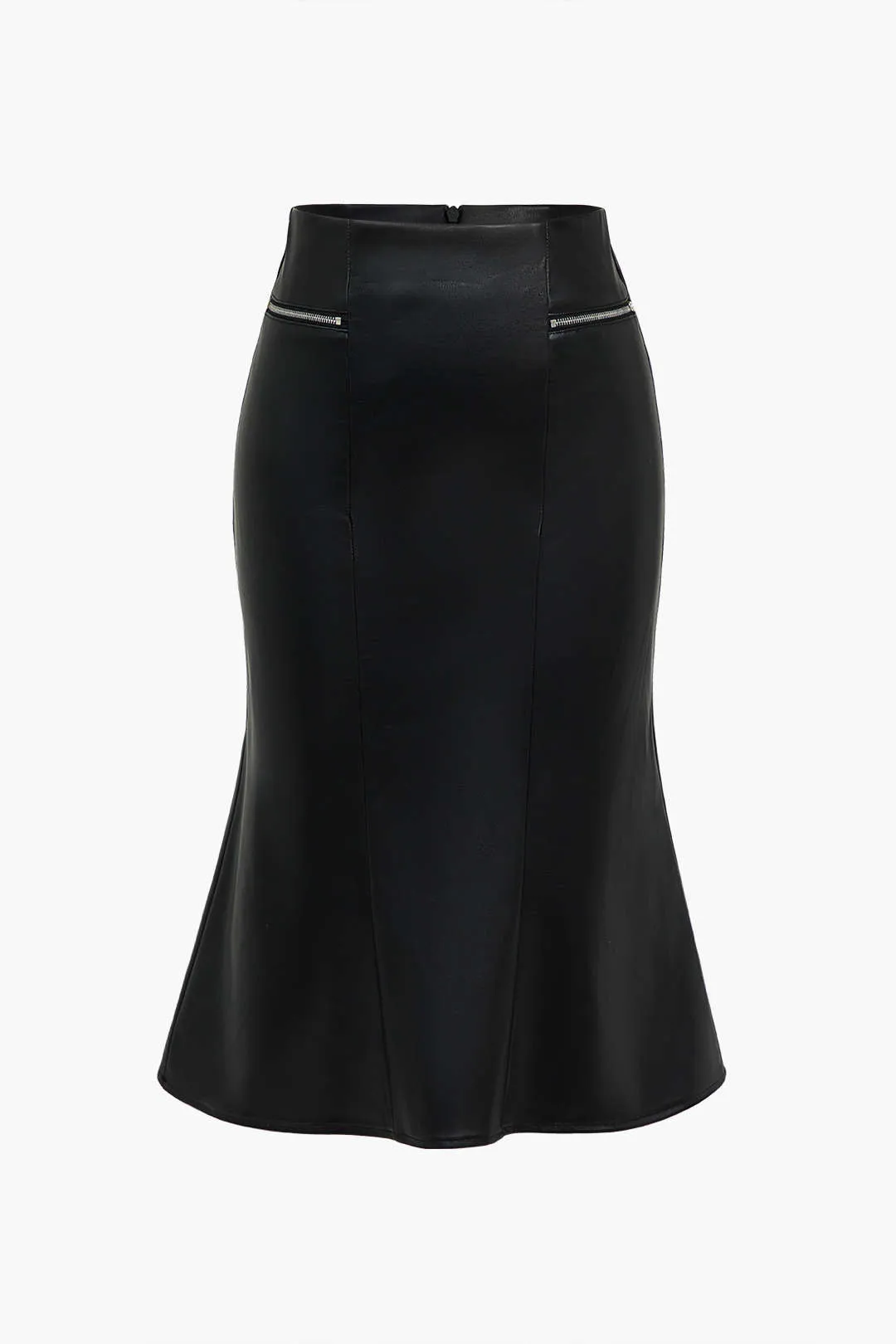 Solid Faux Leather Zipper Skirt sold by Micas product image thumbnail 5