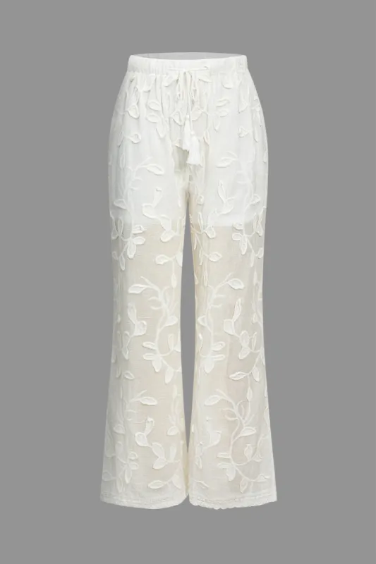 Solid Jacquard Wide Leg Trousers sold by Micas