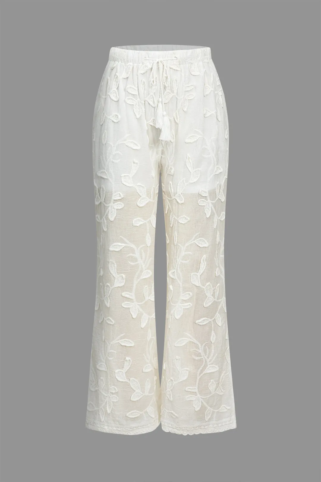 Solid Jacquard Wide Leg Trousers sold by Micas