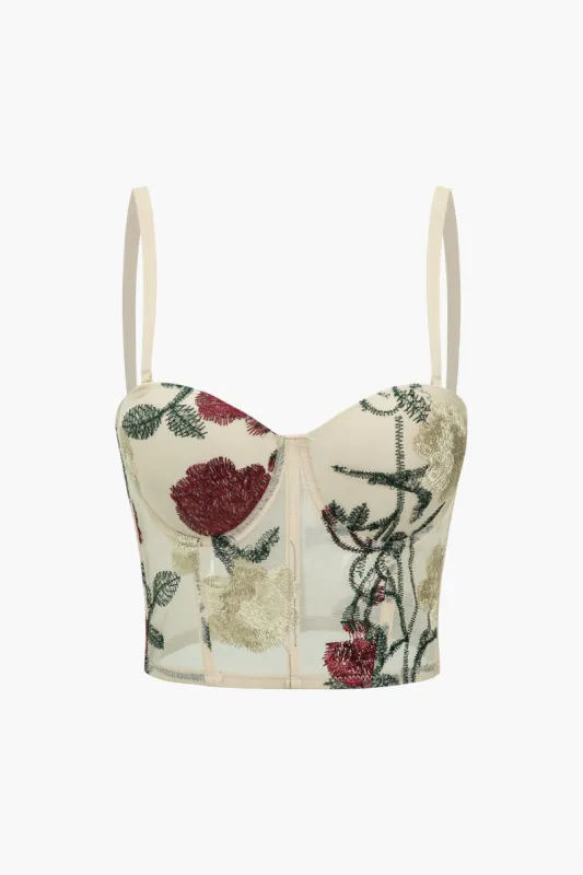 Blomsterbroderi korsettop sold by Micas
