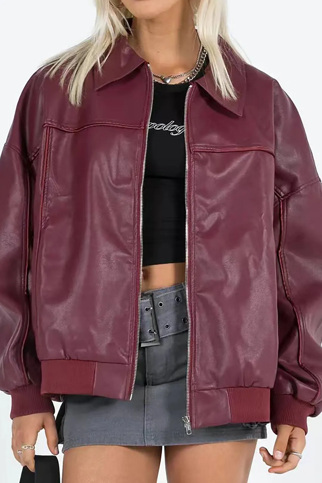 Plus Size lynlåsjakke i imiteret læder sold by Micas product image thumbnail 2