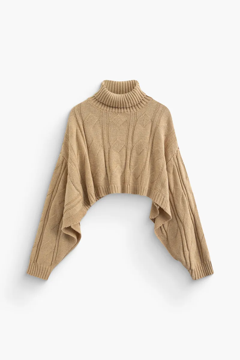 Basic solid strik mock hals langærmet top sold by Micas