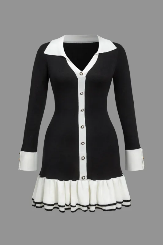 Plus Size Color Block Strik Sløjfe Ruched Kjole sold by Micas