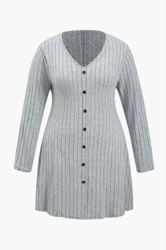 Plus Size Solid Button Mini Dress made by Micas