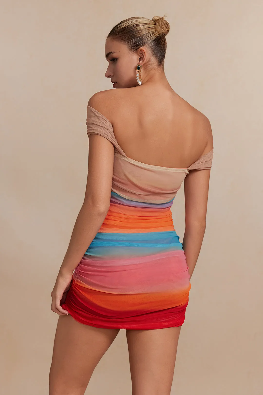 Color Block Print Mesh Mini Dress sold by Micas product image thumbnail 5