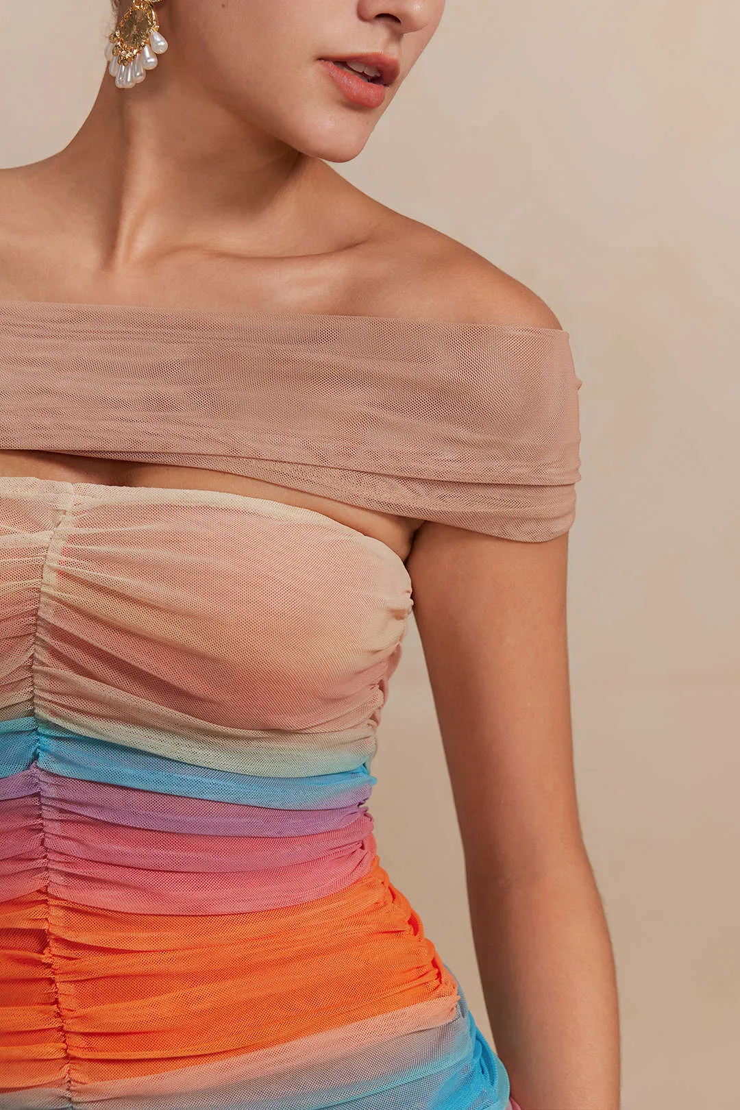 Color Block Print Mesh Mini Dress sold by Micas product image thumbnail 4