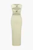 Solid Cut Out Shell Decoration Midi-kjole sold by Micas