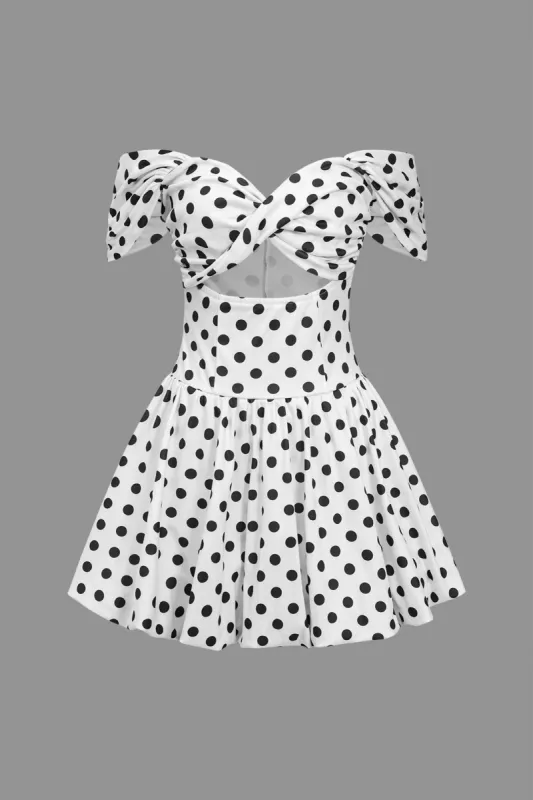 Polka Dot Print Cut Out Twist Knot Mini Dress sold by Micas