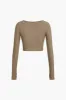 Basic solid langærmet top og shorts sæt sold by Micas