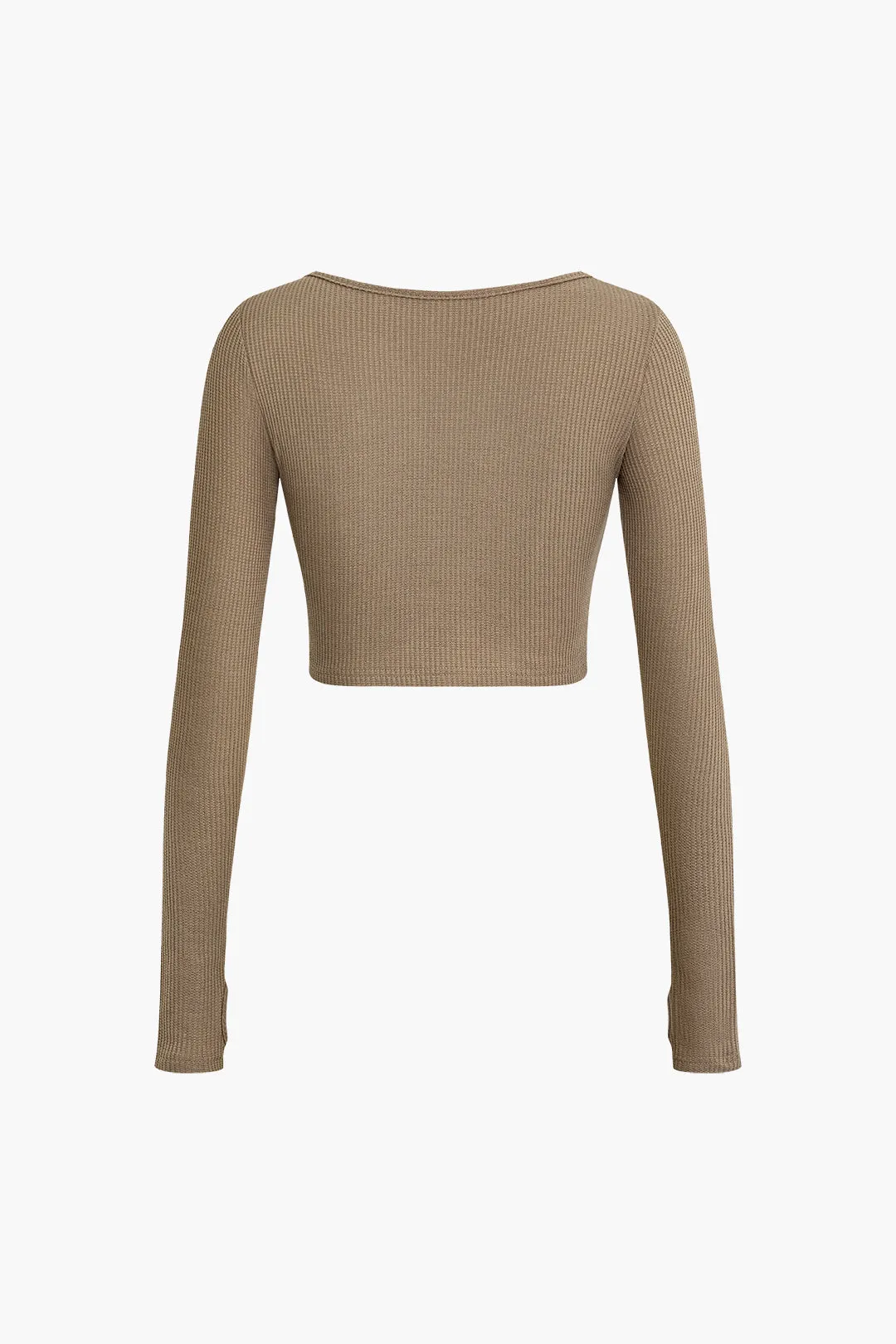 Basic solid langærmet top og shorts sæt sold by Micas product image thumbnail 4