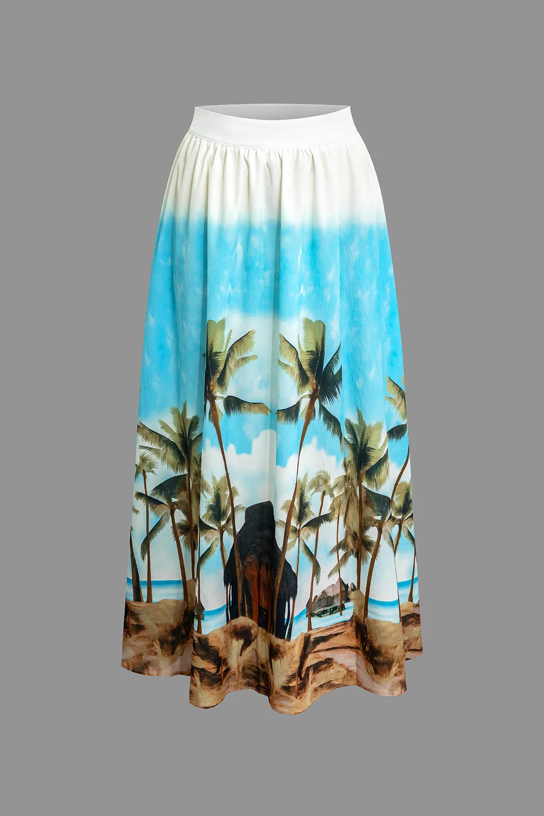 Coconut Palm Print Ruched Twist Knot Skirt Set sold by Micas product image thumbnail 4