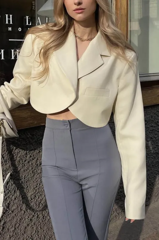 Basic Solid Crop Blazer sold by Micas