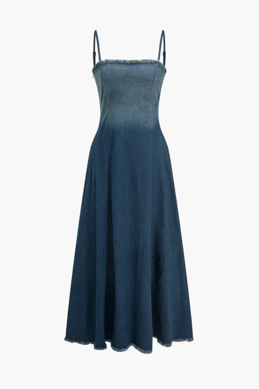 Ombre Print Denim Washed Flosset Slip Maxikjole sold by Micas